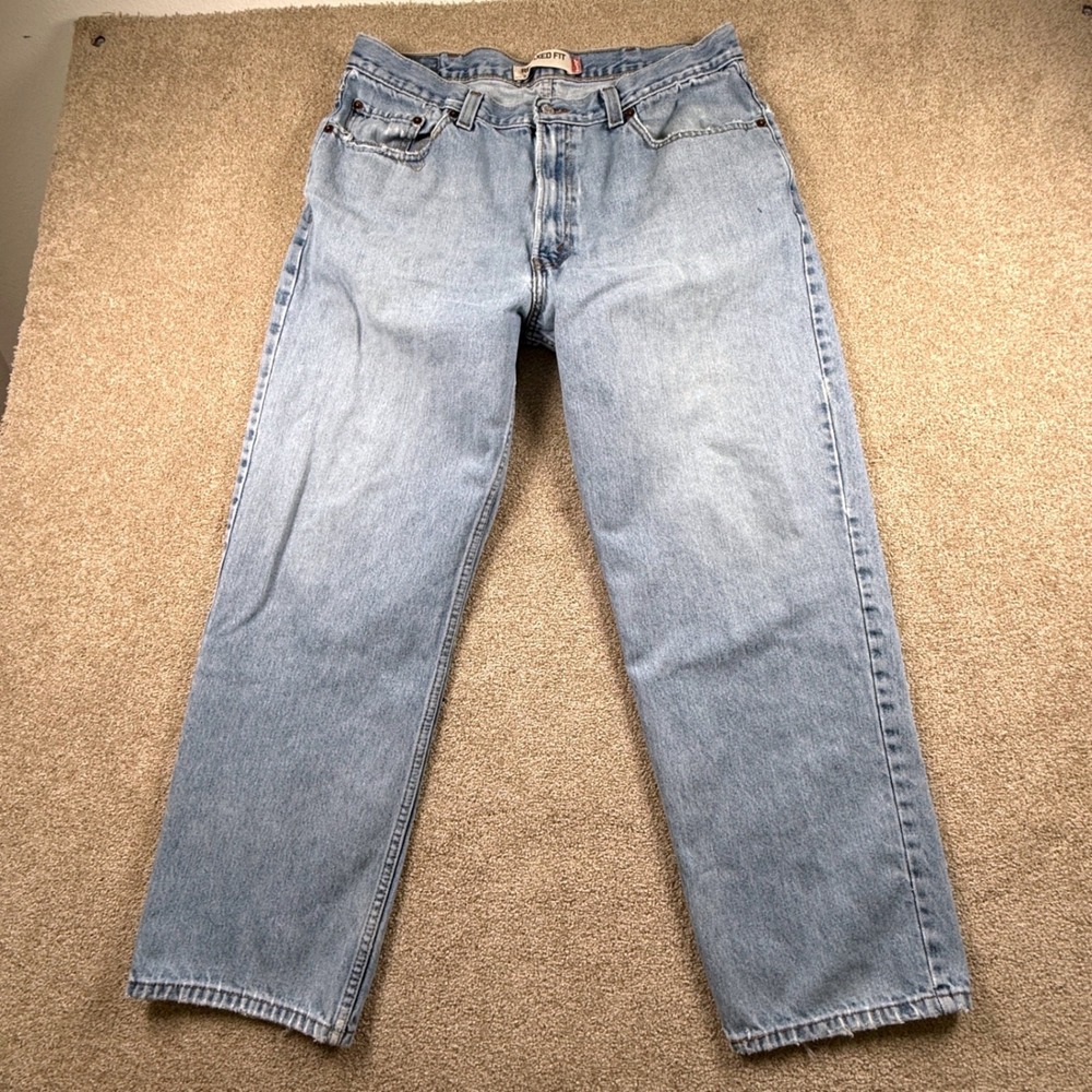 Levi 550 Relaxed Fit Jeans Mens 38x30 Light Wash Blue Good Denim Tapered Leg